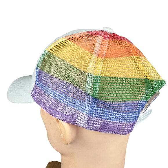 Melonwear Rainbow Mesh Trucker Hat LGBTQIA Pride Embroidered Star Snapback - Picture 7 of 14